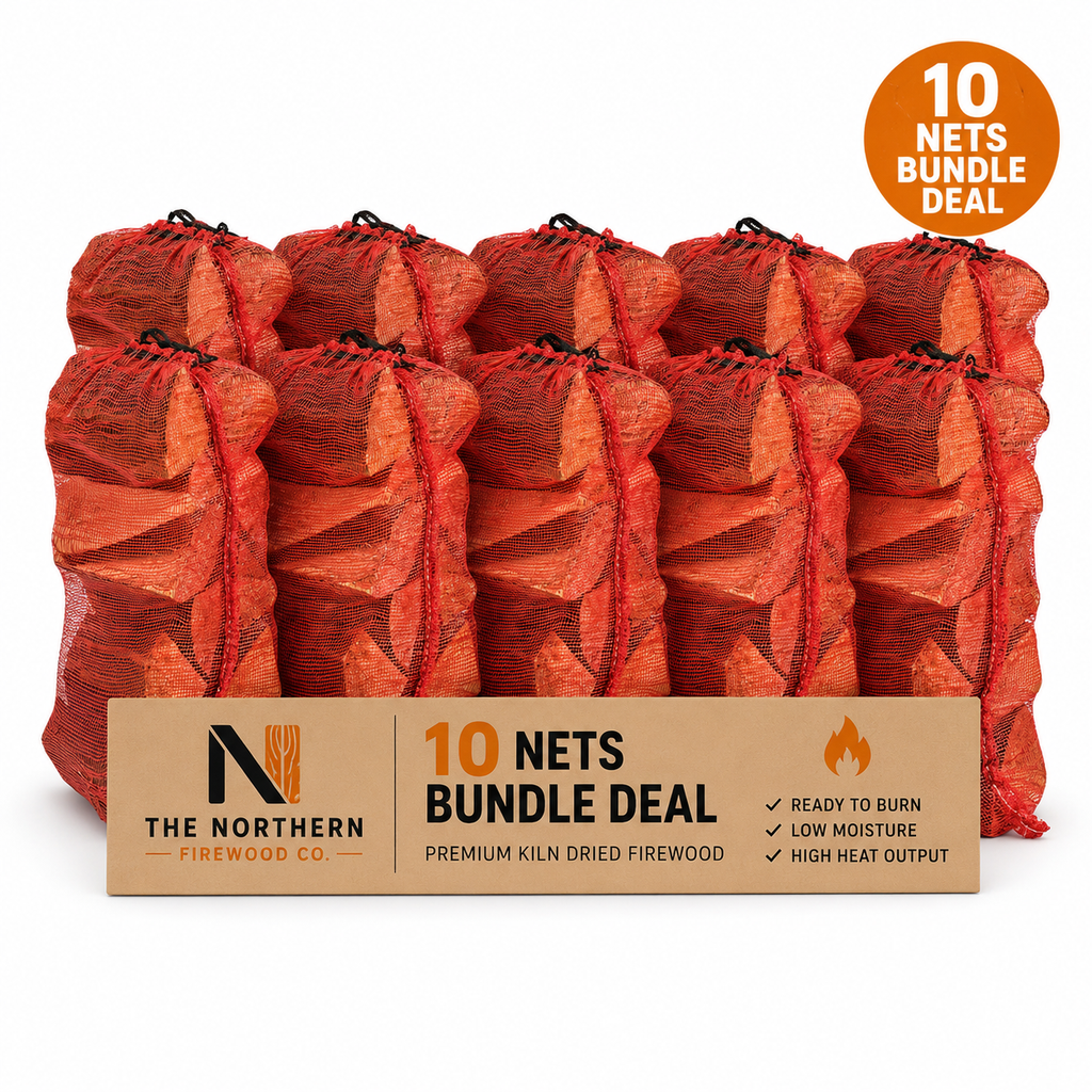 10 Net Birch Log Bundle – Premium Kiln-Dried Pizza & Firewood Logs