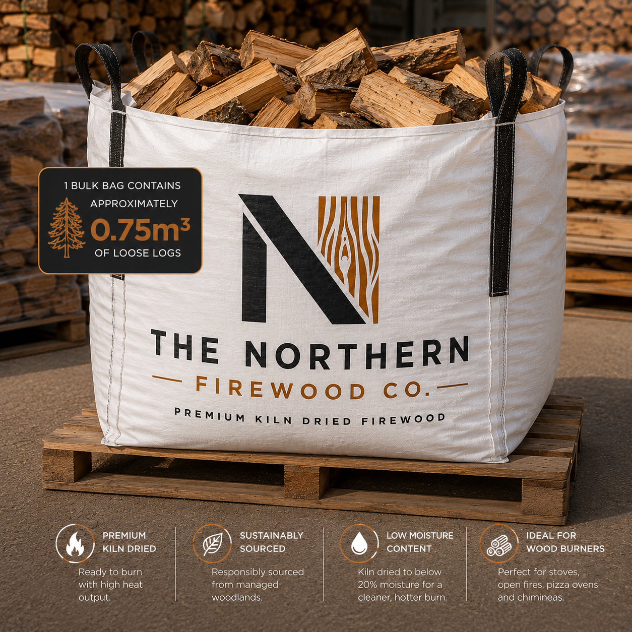 Northern Firewood Ready to Burn® Jumbo Bag of Kiln-Dried Logs